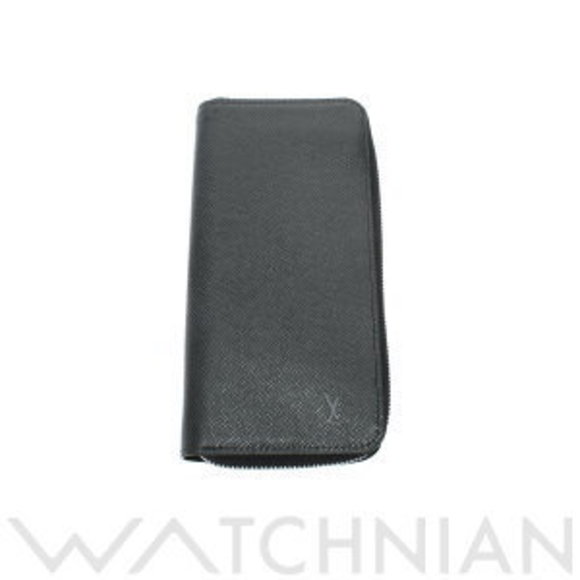 Louis Vuitton Zippy Black Taiga Noir Wallet Long Leather Vertical - Picture 1 of 9
